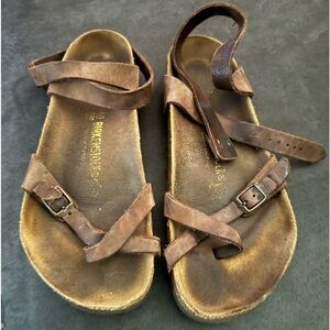 Birkenstock Yara sandals oiled leather ankle strap sandals  sz 9.5